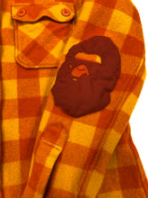 Load image into Gallery viewer, Bape Orange Ape Elbow Patch Flannel
