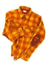Load image into Gallery viewer, Bape Orange Ape Elbow Patch Flannel
